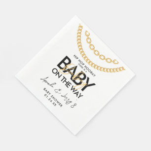 Serviette En Papier Baby shower Hip hop noir et or