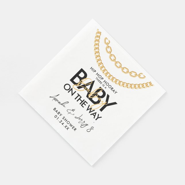 Serviette En Papier Baby shower Hip hop noir et or (Coin)