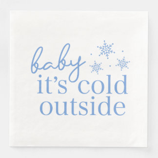 Serviette En Papier Baby Shower Hiver Bleu Bébé Il Fait Froid Dehors