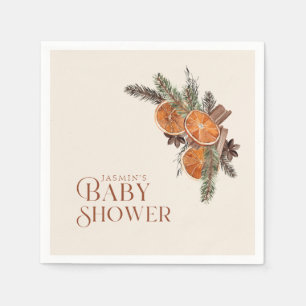 Serviette En Papier Baby Shower Hiver Orange Séchée Cannelle