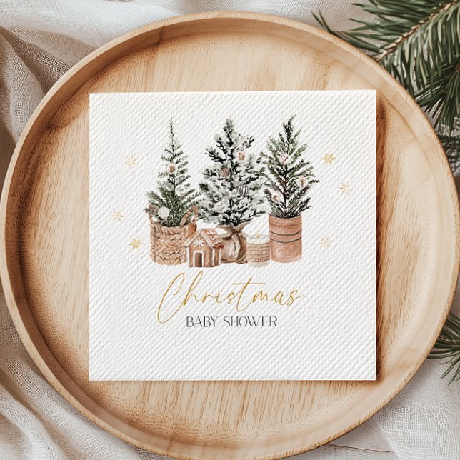 Serviette En Papier Baby shower hiver Rustique de Noël Arbres (Créateur téléchargé)