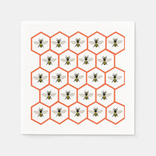 Serviette En Papier Baby shower Honey Bee Honeycomb