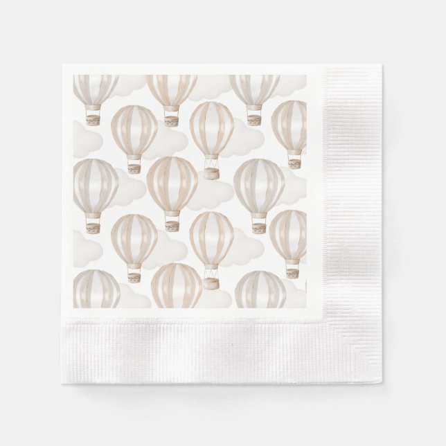 Serviette En Papier Baby Shower Hot Air Balloons Gender Neutral (Devant)