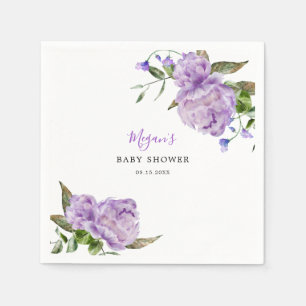 Serviette En Papier Baby shower Jardin aux fleurs violettes