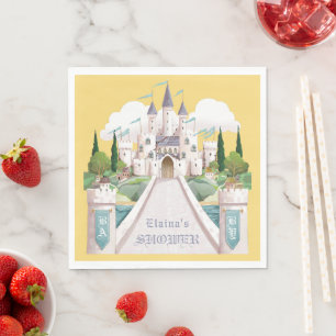 Serviette En Papier Baby shower Jaune Illustré Storybook Castle
