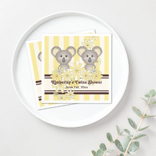 Serviette En Papier Baby shower jumeau Koala jaune / Anniversaire de e