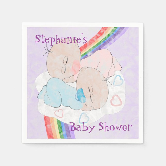 Serviette En Papier Baby shower jumeaux (Devant)