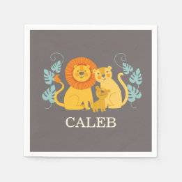 Serviette En Papier Baby shower Jungle Lion Napkin