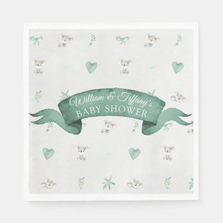 Serviette En Papier Baby shower Koala pour bébé vert et gris