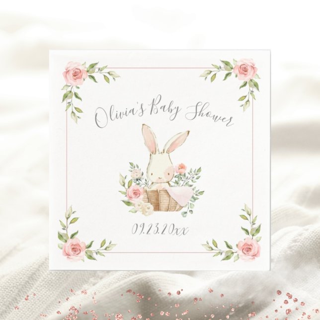 Serviette En Papier Baby shower lapin de lapin rose (Créateur téléchargé)