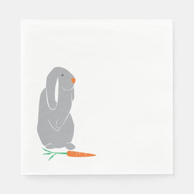 Serviette En Papier Baby shower lapin gris moderne serviettes d'annive (Devant)