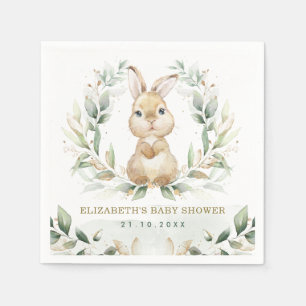 Serviette En Papier Baby shower lapin Lapin Pastel Vert Doux
