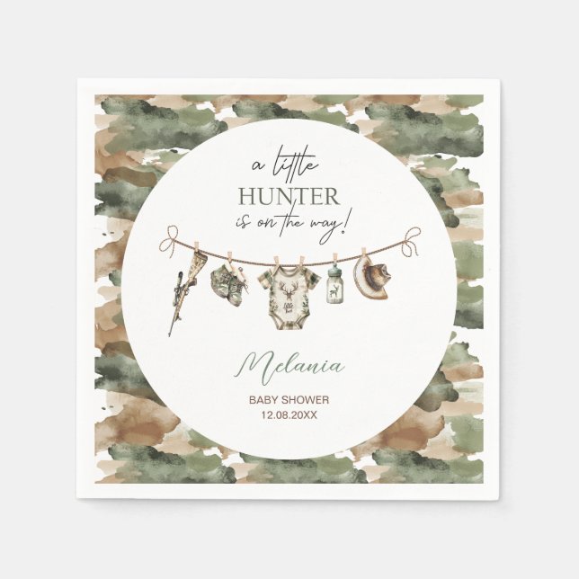 Serviette En Papier Baby shower Little Hunter Aquarelle (Devant)