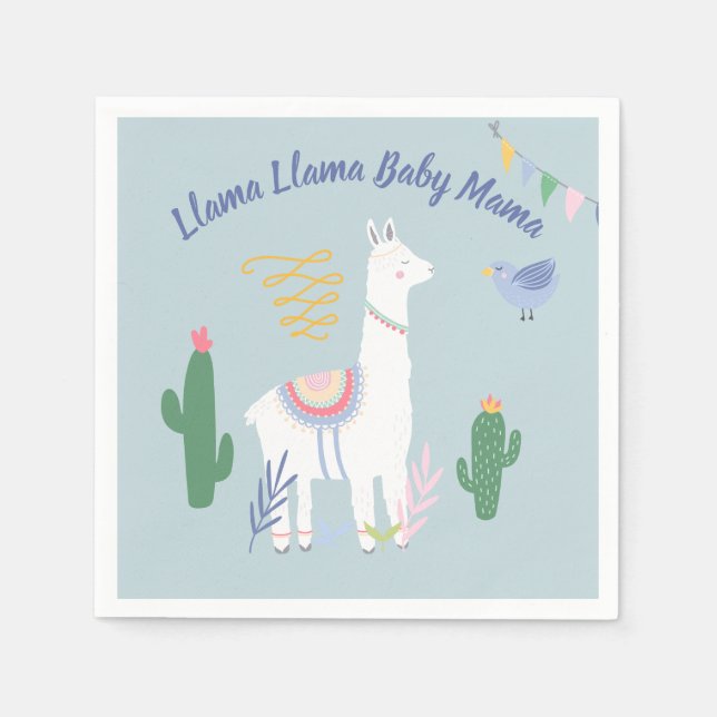 Serviette En Papier Baby shower Llama Llama Baby Mama (Devant)