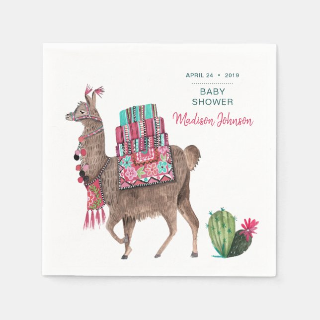 Serviette En Papier Baby shower | Llama | Papier (Devant)