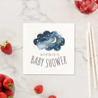 Serviette En Papier Baby shower lune et étoiles serviettes
