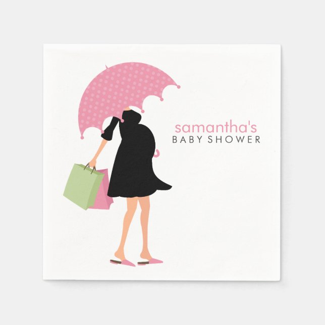 Serviette En Papier Baby shower maman parapluie {rose} (Devant)