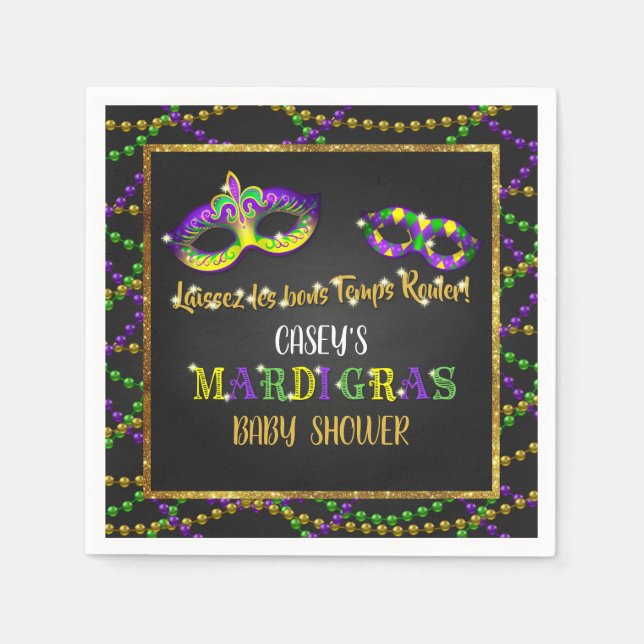 Serviette En Papier Baby shower Mardi Gras (Devant)