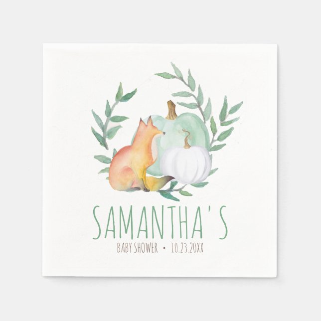 Serviette En Papier Baby shower mignon serviettes Citrouille aquarelle (Devant)