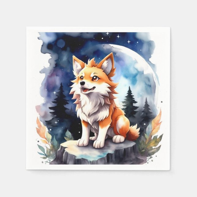 Serviette En Papier Baby shower mignon Wolf Pup (Devant)