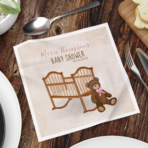Serviette En Papier Baby shower mignonne rose Vintage Nursery Teddy Be