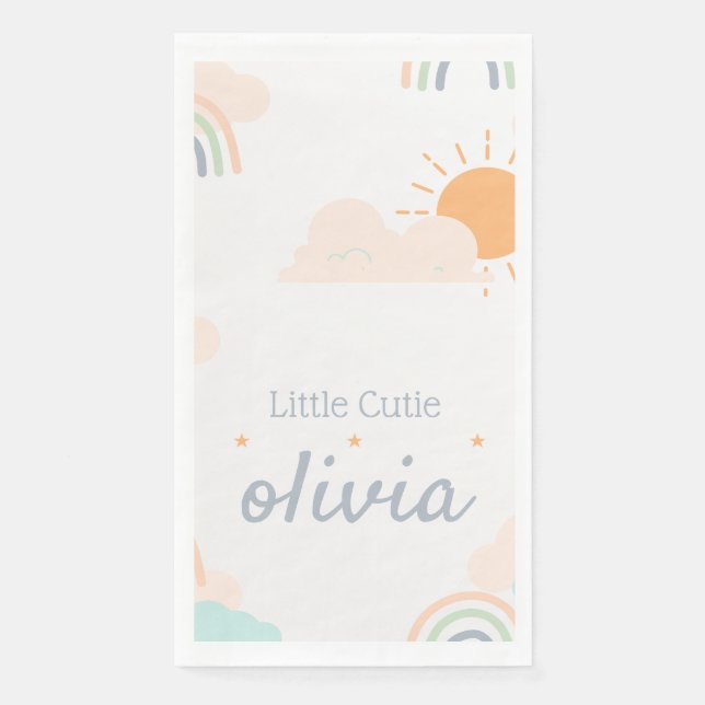 Serviette En Papier Baby shower minimal Pastel (Devant)