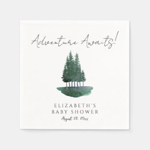 Serviette En Papier Baby shower minimaliste Aquarelle Pine Trees