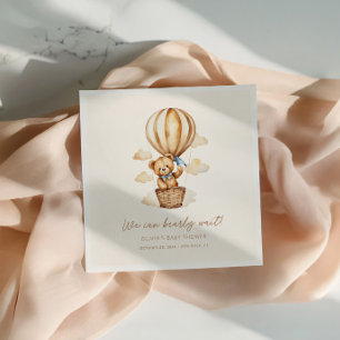 Serviette En Papier Baby-Shower Minimaliste Beige On Attend Avec Impat