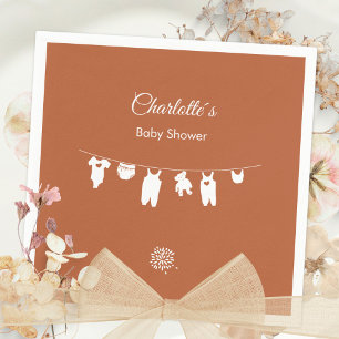 Serviette En Papier Baby Shower Minimaliste Bohème Rust Genre Neutre
