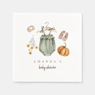 Serviette En Papier Baby shower minimaliste citrouille