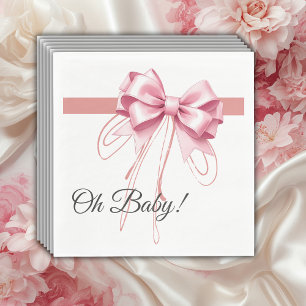 Serviette En Papier Baby shower minimaliste de cabot rose