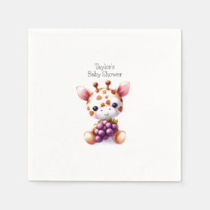 Serviette En Papier Baby shower minimaliste de la girafe Brown
