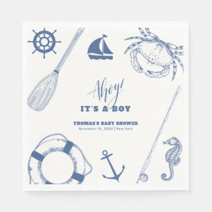 Serviette En Papier Baby shower minimaliste de pêche nautique