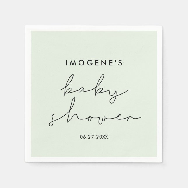 Serviette En Papier Baby shower minimaliste manuscrit (Devant)