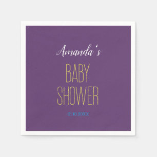 Serviette En Papier Baby Shower Minimaliste Moderne Jaune Indigo Uni
