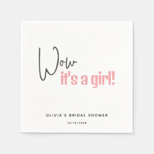 Serviette En Papier Baby shower minimaliste rose C'est une fille