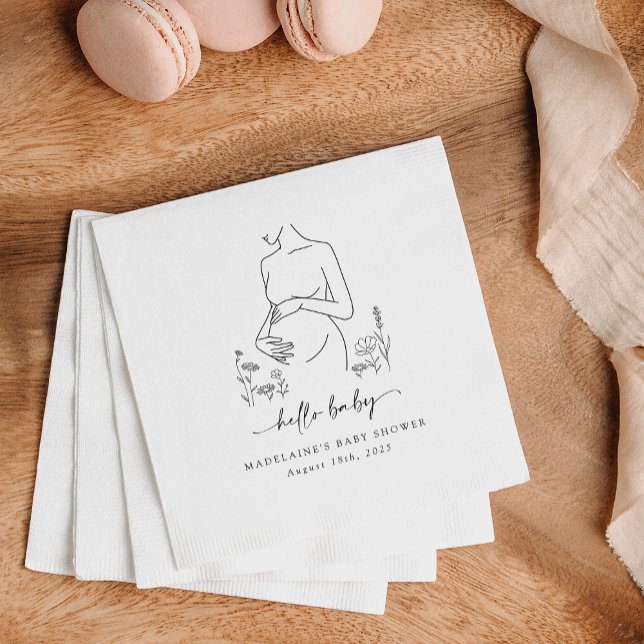Serviette En Papier Baby shower minimaliste Silhouette de grossesse (Créateur téléchargé)