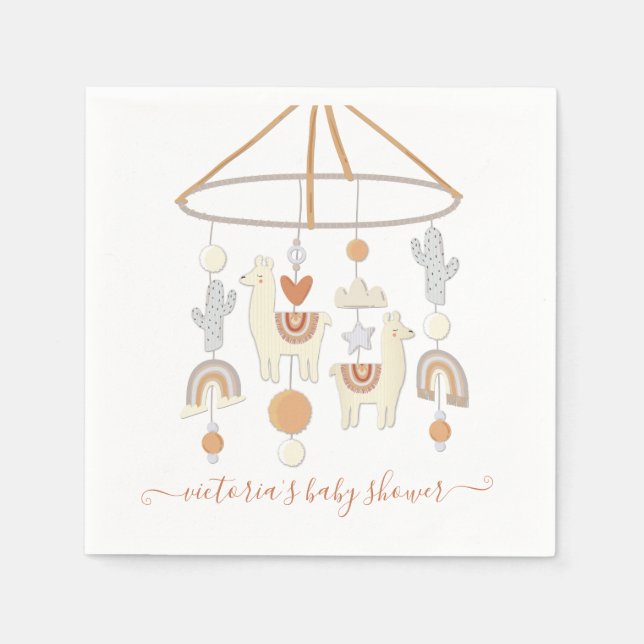 Serviette En Papier Baby shower mobile Boho Scandi serviettes (Devant)