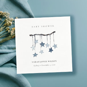 Serviette En Papier Baby shower mobile très simple Aqua Blue Star