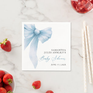 Serviette En Papier Baby shower moderne Blue Bow