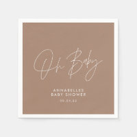 Baby shower moderne boho naturel brun élégant