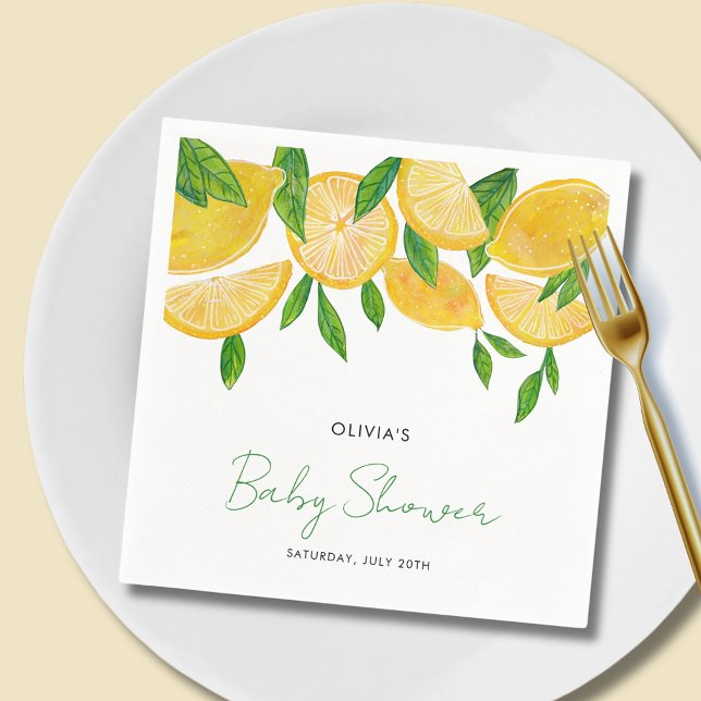 Serviette En Papier Baby shower moderne citron (Lemon Baby Shower Collection Paper Napkin)