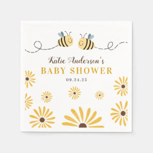 Serviette En Papier Baby shower moderne de bebe jaune et de tournesol