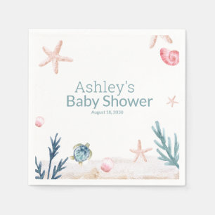 Serviette En Papier Baby shower moderne de la tortue marine Starfish G