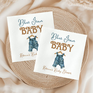 Serviette En Papier Baby shower moderne Denim Boy Blue Jean