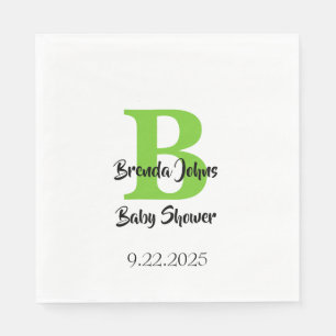 Serviette En Papier Baby shower Monogramme Nom Jungle verte Thème