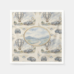 Serviette En Papier Baby Shower Montgolfière Vintage