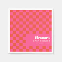 Baby shower Motif en damier orange gras