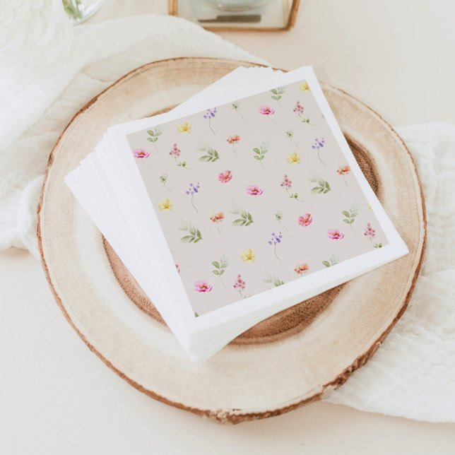 Serviette En Papier Baby shower motif Fleur sauvage aquarelle (Créateur téléchargé)