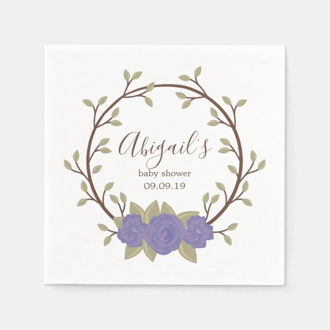 Serviette En Papier Baby shower mou de germe de fleurs (Devant)